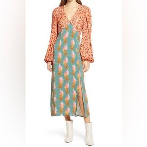 Never Fully Dressed contrast midi dress polka dot and sassy leopard